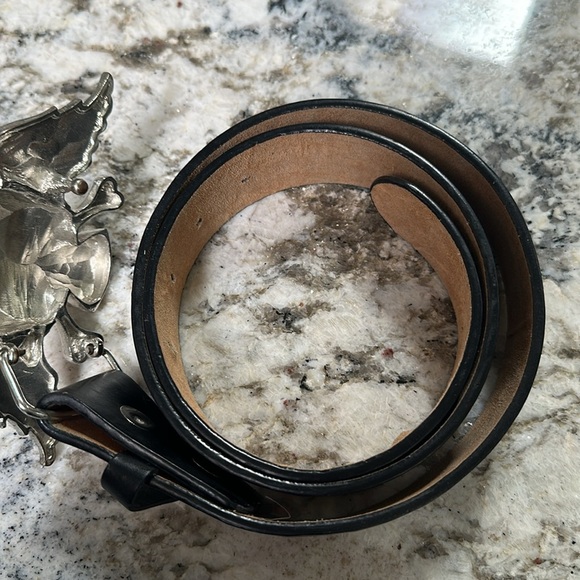 Rhinestone Skull Black Leather Belt - Picture 2 of 3